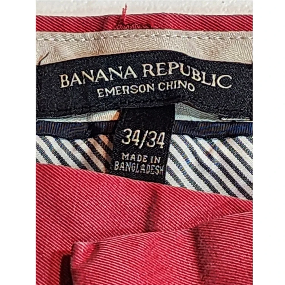 Banana Republic Emerson Chino Mens 34x34 Red Straight Leg Cotton Pants